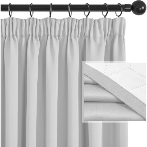 Deconovo Draperie termoizolantă opacă 140x245cm Gri Perlat Strat Dublu