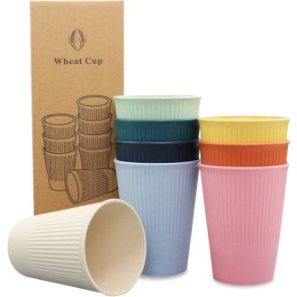   TOKSEO 8 darabos újrafelhasználható műanyag pohár szett, gyerekeknek, mosogatógépben mosható, törésbiztos parti poharak