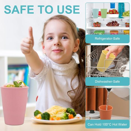 TOKSEO 8 darabos újrafelhasználható műanyag pohár szett, gyerekeknek, mosogatógépben mosható, törésbiztos parti poharak