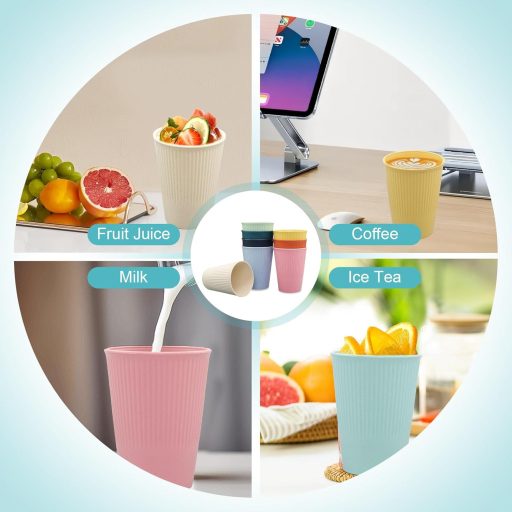 TOKSEO 8 darabos újrafelhasználható műanyag pohár szett, gyerekeknek, mosogatógépben mosható, törésbiztos parti poharak