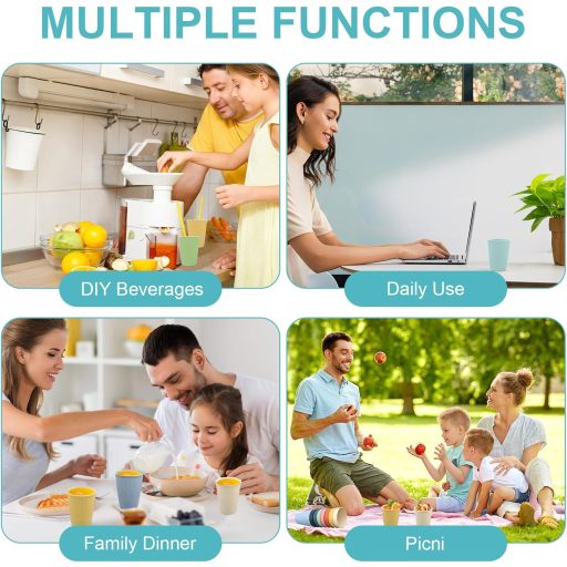 TOKSEO 8 darabos újrafelhasználható műanyag pohár szett, gyerekeknek, mosogatógépben mosható, törésbiztos parti poharak