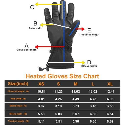 Telguua Fűthető Kesztyű Férfi Női Érintőképernyő Vízálló USB-C 5500mAh