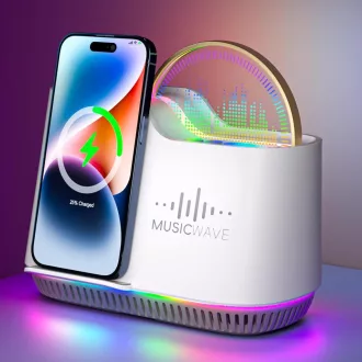   Bluetooth reproduktor AUYLE s nočným svetlom, bezdrôtovou nabíjačkou a RGB osvetlením