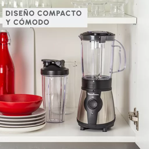 Mixér Moulinex Blend & Go 300 W, 1,3 l, nehrdzavejúca oceľ + 750 ml fľaša
