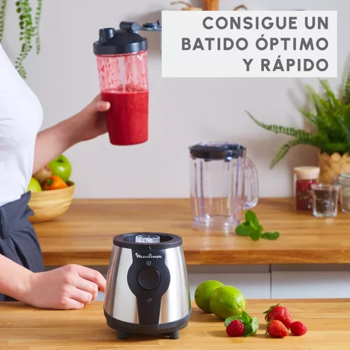 Mixér Moulinex Blend & Go 300 W, 1,3 l, nehrdzavejúca oceľ + 750 ml fľaša
