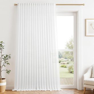   MRTREES Modern Függöny Fehér Lenvászon Hatás 240x300cm Nappali Hálószoba