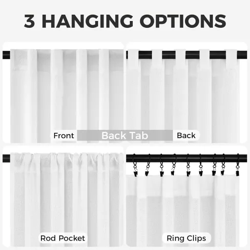 MRTREES Modern Függöny Fehér Lenvászon Hatás 240x300cm Nappali Hálószoba
