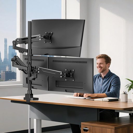 PUTORSEN 3 monitoros tartó 17-35 hüvelyk, magasságállítható, 12 kg/kar, forgatható dönthető