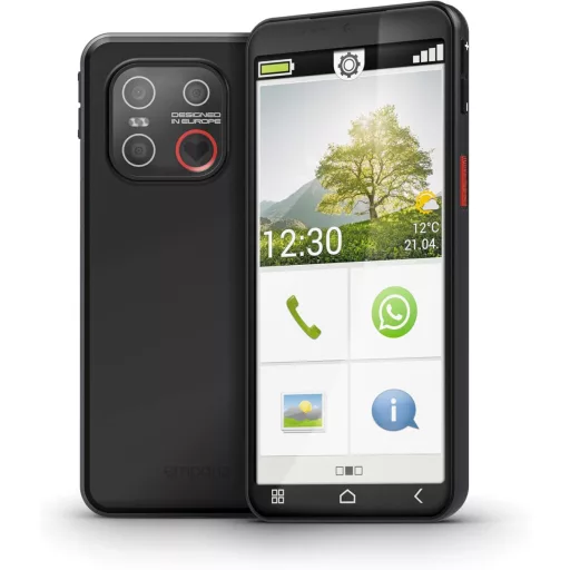 Emporia SMART.7lite Időseknek Okostelefon Android 15 NFC Ujjlenyomat Érintőkijelző Fekete