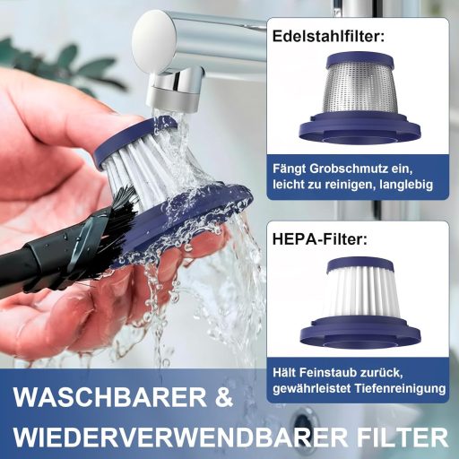 HYCHIKA Kézitartású Vezeték Nélküli Porszívó 19 kPa, 2600 mAh Akkumulátor, Autó és Kanapé Tisztításhoz