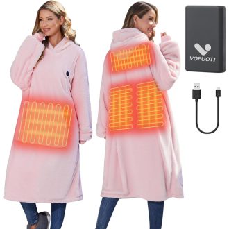   Pătură cu Glugă Încălzită și Mâneci Vofuoti, Pătură Electrică Fără Fir pentru Femei