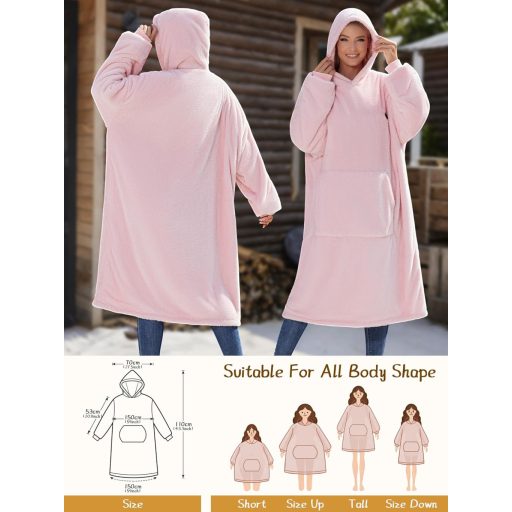 Pătură cu Glugă Încălzită și Mâneci Vofuoti, Pătură Electrică Fără Fir pentru Femei