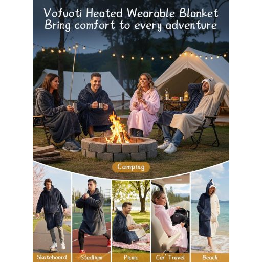 Vofuoti Fűthető Kapucnis Takaró Ujjal, Vezeték Nélküli Elektromos Takaró Nőknek