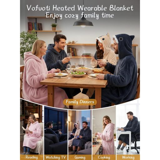 Vofuoti Fűthető Kapucnis Takaró Ujjal, Vezeték Nélküli Elektromos Takaró Nőknek