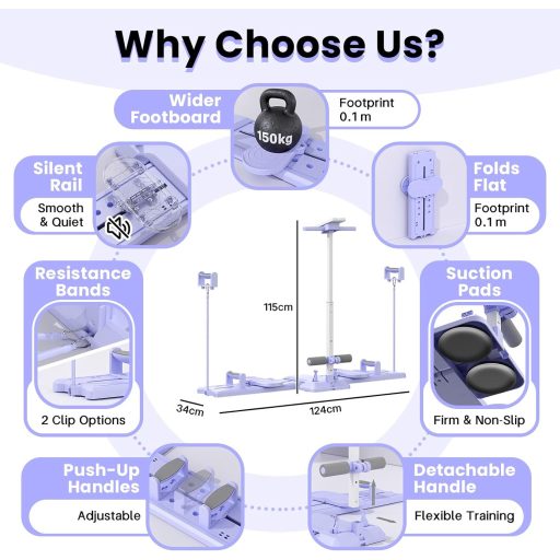JAOGAUS 5 v 1 Ski Machine Pilates Reformer trenažér, nosnosť 150 kg