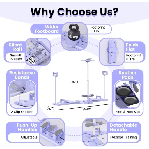 JAOGAUS 5 az 1-ben Ski Machine Pilates Reformer Tréner 150kg Terhelhetőség