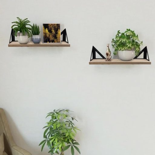 NAMYEUT 3-dijelni set zidnih polica od drva i metala, 25-33-42 cm lebdeće police za dnevni boravak