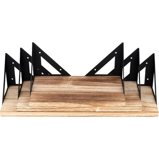 NAMYEUT 3 részes fali polc szett fa és fém, 25-33-42 cm lebegő polcok nappalihoz