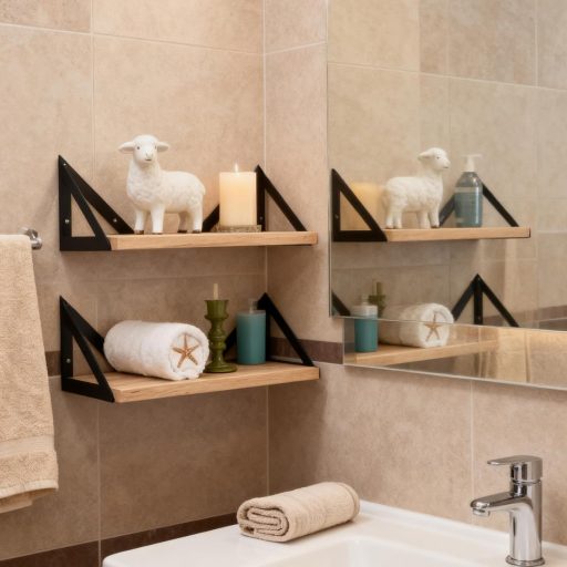 NAMYEUT 3 részes fali polc szett fa és fém, 25-33-42 cm lebegő polcok nappalihoz