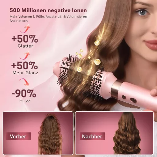 Mythsight Airstyler 6 az 1-ben ionos hajszárító göndörítő utazótáskával - Pink