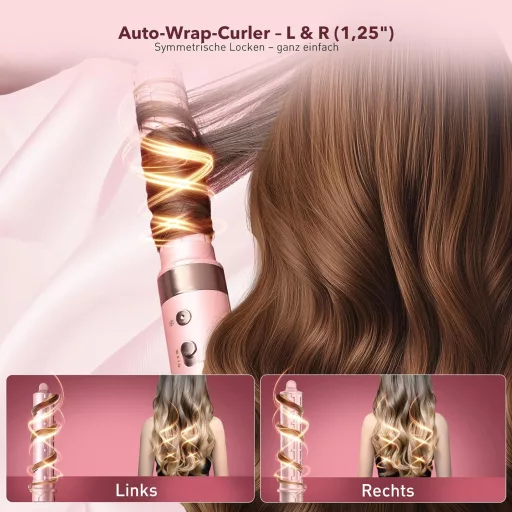 Mythsight Airstyler 6 az 1-ben ionos hajszárító göndörítő utazótáskával - Pink