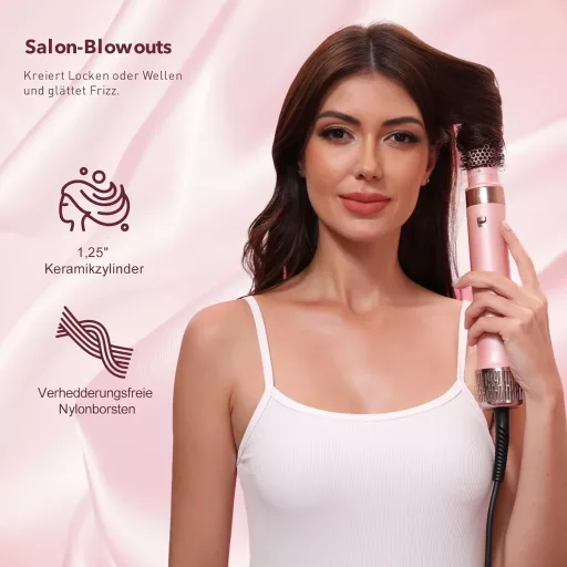 Mythsight Airstyler 6 az 1-ben ionos hajszárító göndörítő utazótáskával - Pink
