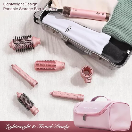 Mythsight Airstyler 6 az 1-ben ionos hajszárító göndörítő utazótáskával - Pink