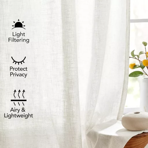 Deconovo Lenvászon Hatású Voile Függöny Fodros Szalaggal 260x140cm Krém 2db