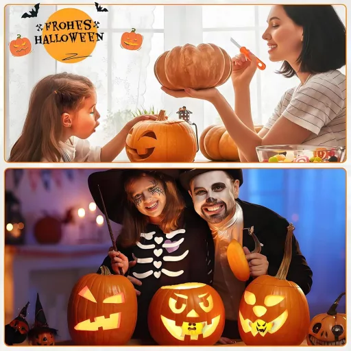 REDKNOT Halloween Tökfaragó Készlet 7 Részes LED Világítással és Sablonokkal