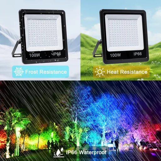 Eleganted 100W RGB LED reflektor Bluetooth távirányítóval IP66 vízálló