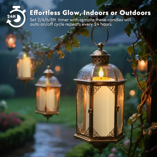 PChero 4 ks LED sviečok s nabíjacou stanicou, vodoodolné vonkajšie sviečky s diaľkovým ovládaním a časovačom