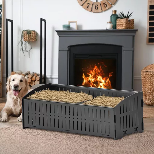 johgee Pellet Kosár 48x20x17,5 cm, 5 kg Tüzelőanyag Kosár Kandallóhoz és Kályhához