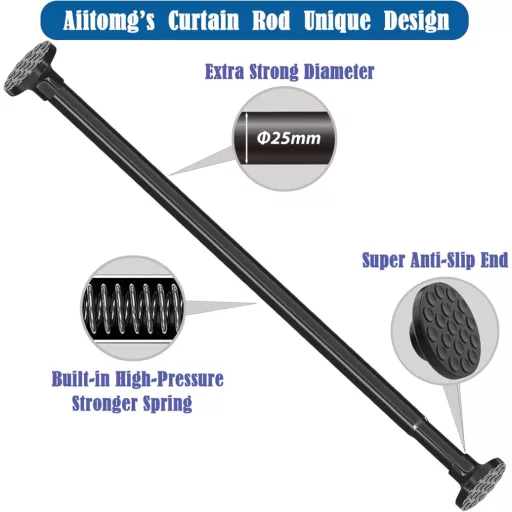 Aiitomg Zuhanyfüggöny Rúd Fúrás Nélkül 85-160cm Ezüst Φ25mm
