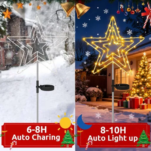 Dekofun Napelemes Kerti Lámpa 75 LED 8 Mód Csillag Dekoráció Balkon Terasz