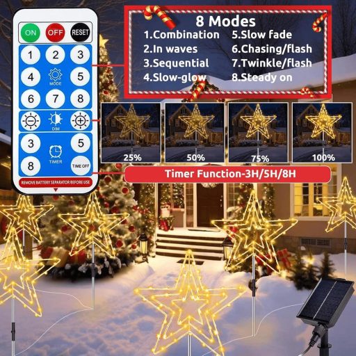 Dekofun Solárna vianočná hviezda vonkajšia 225 LED s diaľkovým ovládaním vodotesná