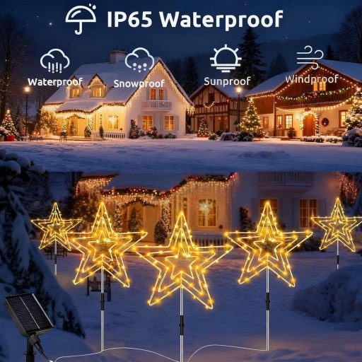 Decorațiune Solară de Crăciun Stea de Exterior 225 LED cu Telecomandă Impermeabilă