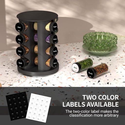 FNLLC Forgó Fűszertartó 16 Üveggel, 360° Forgatható Rozsdamentes Fűszerkárusel