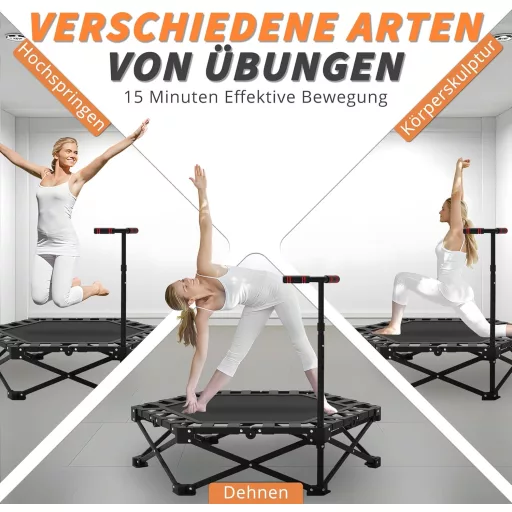 LEWGEE 106 cm Fitness Trambulin Magasságállítható Fogantyúval 150 kg Terhelhetőség