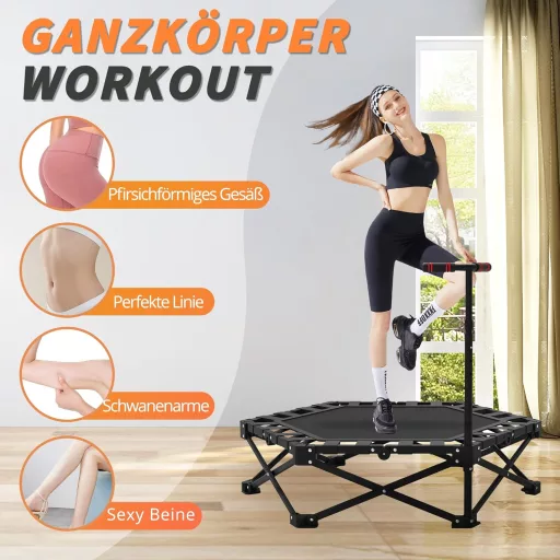 LEWGEE 106 cm Fitness Trambulin Magasságállítható Fogantyúval 150 kg Terhelhetőség