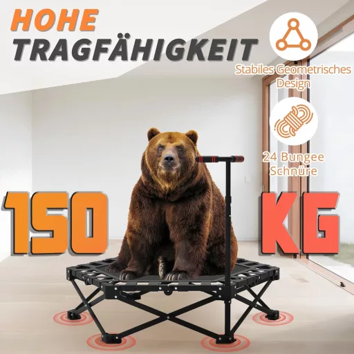 LEWGEE 106 cm Fitness Trambulin Magasságállítható Fogantyúval 150 kg Terhelhetőség