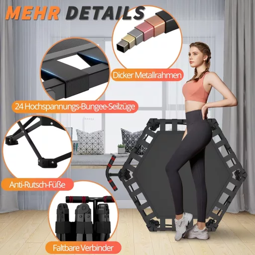 LEWGEE 106 cm Fitness Trambulin Magasságállítható Fogantyúval 150 kg Terhelhetőség