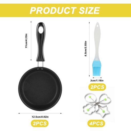 HexinYigjly 2 db 12 cm-es mini serpenyő, tapadásmentes tojássütő, indukcióhoz és gázhoz