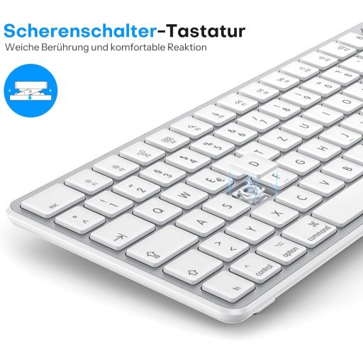 Set tastatură și mouse wireless Bluetooth OMOTON pentru Mac, layout german QWERTZ, reîncărcabil