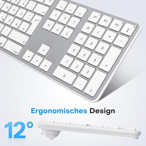 Set tastatură și mouse wireless Bluetooth OMOTON pentru Mac, layout german QWERTZ, reîncărcabil