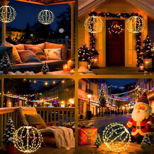 Vianočná dekorácia na okno Yowin s 200 LED hviezdami, časovačom a vodoodolnou úpravou pre vnútorné aj vonkajšie použitie