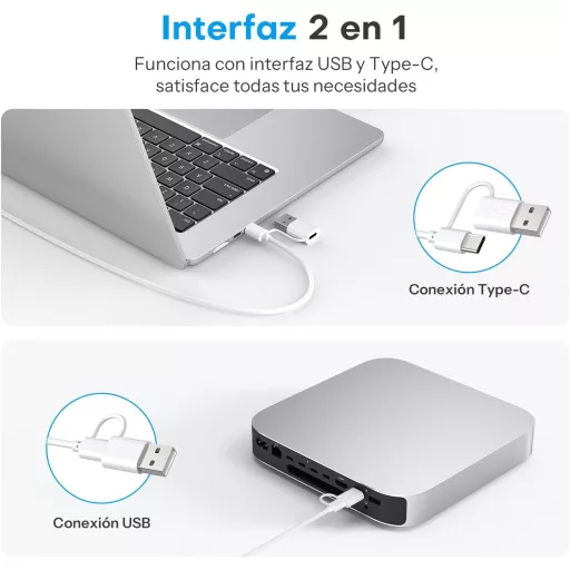 Tastatură cu fir OMOTON pentru Mac, layout ES, USB-C/USB, taste silențioase, compatibilă cu iMac și Mac Mini