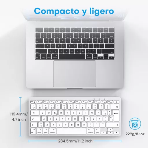 Tastatură cu fir OMOTON pentru Mac, layout ES, USB-C/USB, taste silențioase, compatibilă cu iMac și Mac Mini