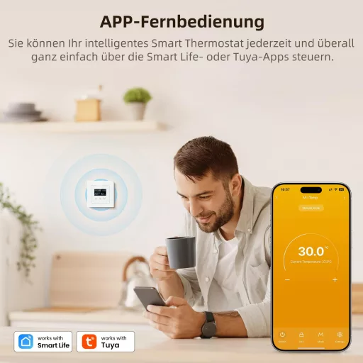 MIUCDA Smart WLAN Termosztát Elektromos Padlófűtéshez Alexa Google Home