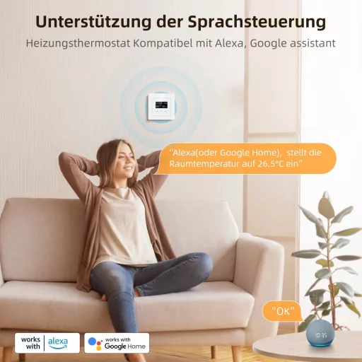 MIUCDA Smart WLAN Termosztát Elektromos Padlófűtéshez Alexa Google Home