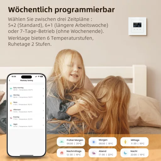 MIUCDA Smart WLAN Termosztát Elektromos Padlófűtéshez Alexa Google Home